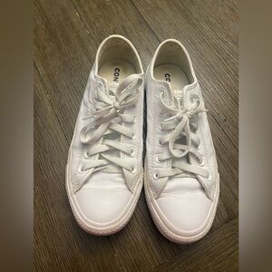 Converse ALL Star White Leather Sneakers Men 6 Women 8 White